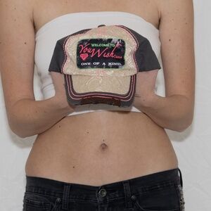 Y2k embroidered trucker hat way west cotton